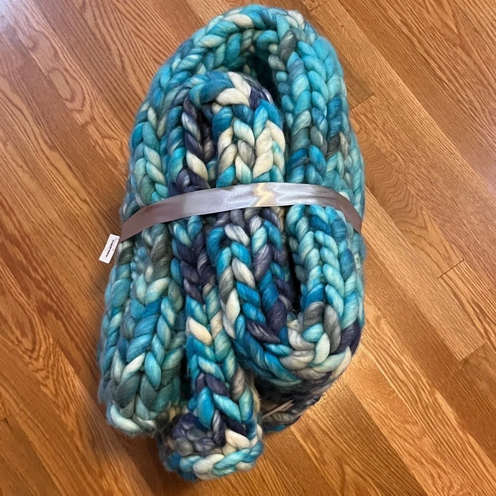 Anthropologie Chunky Knit Wool Throw Blanket NWT